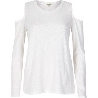 White space dye cold shoulder top